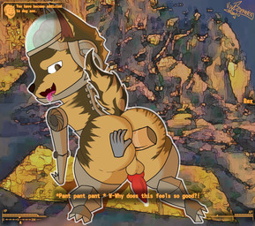 all_fours anal anal_penetration anatomically_correct anatomically_correct_genitalia anatomically_correct_penis animal_genitalia animal_penis anthro anthrofied balls big_butt bodily_fluids brain_dome brown_body brown_fur butt butt_grab canine_genitalia canine_penis cybernetics dialogue dialogue_box disembodied_hand disembodied_penis doggystyle drooling duo erection first_person_view from_behind_position fur genital_fluids genitals hand_on_butt human_penetrating knot looking_back looking_pleasured machine male male/male male_penetrated male_penetrating male_penetrating_male male_pov mechanical_arm mechanical_leg nude open_mouth outline penetration penis precum prosthetic raised_tail red_penis saliva saliva_string sex solo_focus tail talking_to_viewer text tongue tongue_out voy_barranca_abajo fallout microsoft rex_(fallout) vault_boy canid canine canis cyberdog_(fallout) cyborg cyborg_dog domestic_dog german_shepherd herding_dog human mammal pastoral_dog digital_media_(artwork) english_text hi_res shaded