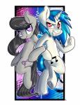 black_hair blue_hair bow_(feature) bow_tie cutie_mark duo female feral hair horn purple_eyes red_eyes pon3splash friendship_is_magic hasbro my_little_pony mythology octavia_(mlp) vinyl_scratch_(mlp) earth_pony equid equine horse mammal mythological_creature mythological_equine pony unicorn 2015 absurd_res hi_res