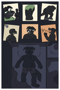 anthro bathing bed bedroom bottomwear boxer_briefs brush brushing brushing_teeth butt clothed clothing furniture lying male navel nipples on_back open_mouth shirt shorts shower showering slightly_chubby slightly_chubby_male solo t-shirt topwear underwear underwear_only undressing undressing_self yawn demilittleguy dave_(demilittleguy) canid canine canis domestic_dog mammal comic hi_res