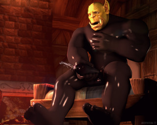 balls big_penis bodily_fluids clothed clothing cum cumshot ejaculation erection fangs feet genital_fluids genitals latex male masturbation not_furry orgasm penile penile_masturbation penis solo teeth averyhyena blizzard_entertainment warcraft humanoid mammal orc 2017 3d_(artwork) 5:4 digital_media_(artwork) source_filmmaker_(artwork)