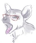 ambiguous_gender anthro eyewear glasses green_eyes :o open_mouth simple_background solo tongue white_background yawn fralea lemur mammal primate ring-tailed_lemur strepsirrhine 2016 headshot_portrait portrait