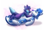 air_valve anthro blue_body blue_eyes blue_fur blue_nose digitigrade duo fur hand_on_chest holding_head inflatable intraspecies looking_at_another lying lying_on_another male male/male on_back on_front pool_toy purple_body purple_fur purple_nose red_eyes smile squeak squeaking text white_tummy catptapathy animate_inanimate canid canine canis domestic_dog german_shepherd herding_dog husky living_inflatable mammal nordic_sled_dog pastoral_dog spitz