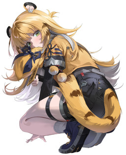 bare_legs bent_legs bite black_bottomwear black_clothing black_shorts blonde_hair blue_clothing blue_footwear blue_shoes blush bottomwear clothing crouching female footwear green_eyes grey_clothing grey_shirt grey_topwear hair hair_between_eyes hand_on_ground jacket long_hair looking_at_viewer looking_back looking_back_at_viewer markings mouth_hold shirt shoes shorts simple_background socks striped_hair striped_markings striped_tail stripes tail tail_bite tail_in_mouth tail_markings thigh_strap topwear white_background white_clothing white_footwear white_hair white_socks yellow_clothing yellow_jacket_(clothing) yellow_topwear chiyuran mihoyo zenless_zone_zero ju_fufu animal_humanoid felid felid_humanoid humanoid mammal mammal_humanoid pantherine pantherine_humanoid thiren tiger_humanoid absurd_res hi_res