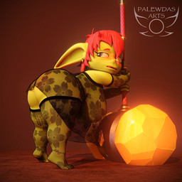 4_fingers 4_toes amber_eyes areola belly bent_over big_breasts big_butt big_ears biped blush blush_lines breasts butt choker clothed clothing ear_piercing ear_ring eyelashes fantasy feet female female_humanoid fingers freckled_face freckles genitals giant_hammer gloves green_body hair hammer handwear holding_object holding_weapon jewelry lace lace_stockings lace_topwear legwear lingerie long_eyelashes maul necklace nipple_piercing nipples oversized_weapon paladin piercing red_hair ring_piercing short_stack slightly_chubby solo stockings thick_thighs toes tongue tongue_out tools weapon palewdas_arts palewdasarts_(modeler) mina_(palewdasarts) goblin humanoid 1:1 3d_(artwork) digital_media_(artwork) hi_res tagme