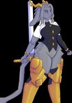 anthro bottomless bottomless_female clothed clothing female solo rhainbowmetall pseudoregalia sybil_(pseudoregalia) bovid caprine felid feline goat lagomorph leporid mammal rabbit alpha_channel hi_res