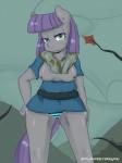 2014 anthro anthrofied biped breasts clothing earth_pony equid equine female friendship_is_magic hair half-closed_eyes hasbro hi_res horse loopend mammal maud_pie_(mlp) my_little_pony narrowed_eyes nipples outside panties pony purple_hair scarf solo standing underwear
