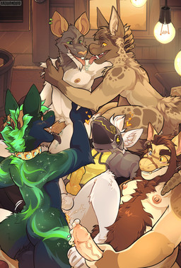 anal anal_penetration animal_genitalia animal_penis anthro anthro_on_anthro anthro_penetrated anthro_penetrating anthro_penetrating_anthro areola balls blue_eyes blue_sclera bodily_fluids body_hair bottomless bottomless_anthro bottomless_male brown_areola brown_body brown_eyes brown_fur brown_nipples butt canine_genitalia canine_penis chest_hair clothed clothing collar cum cum_drip cum_from_penis cum_in_ass cum_inside cum_on_balls cum_on_butt dripping ear_piercing ear_ring ejaculation facial_scar fellatio fur genital_fluids genitals gold_(metal) gold_collar gold_tooth green_body green_fur green_sclera group group_sex hand_on_another's_chest hand_on_another's_head hand_on_another's_hip hand_on_head hand_on_hip hand_on_own_penis hand_on_penis heart_symbol hearts_around_head heterochromia hoodie humanoid_genitalia humanoid_hands humanoid_penis inner_ear_fluff leaking_cum legs_up looking_pleasured lying machine male male/male male_penetrated male_penetrating male_penetrating_male masturbation metal_collar nipples on_back open_mouth oral orange_nose orgy penetration penile penile_masturbation penile_penetration penis penis_in_ass penis_in_mouth piercing pink_areola pink_nipples pink_tongue protogen_visor rattle_(anatomy) red_eyes ring_piercing saliva saliva_drip saliva_on_tongue saliva_string scar sex spiral spiral_eyes spread_legs spreading tail tan_body tan_inner_ear_fluff tongue topwear tuft wearing_collar white_body white_fur white_inner_ear_fluff yellow_eyes yellow_penis yellow_sclera brownh0und fallout microsoft marshal_(marshalaxis) mammal murid murine night_stalker_(fallout) protogen rat rodent 2026 absurd_res character_request digital_drawing_(artwork) digital_media_(artwork) english_description hi_res