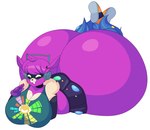 anthro big_breasts big_butt bottomwear breasts butt clothing electronics female footwear hair headphones huge_breasts huge_butt hyper hyper_butt jacket lying on_front purple_body purple_hair shirt shoes skirt solo topwear visor cytrusawa epic_games fortnite dj_bop alpaca camelid mammal absurd_res hi_res