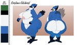 anthro areola belly bent_over big_belly big_breasts big_butt blue_body blue_feathers breasts butt claws feathers female green_eyes grumpy huge_butt nipples open_mouth overweight solo tail tail_feathers thick_thighs toe_claws white_body white_feathers sketchiest_affairs cristina_gilchrist avian bird blue_jay corvid jay_(bird) new_world_jay oscine passerine model_sheet