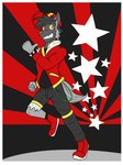 2018 abstract_background anthro anthrofied border bottomwear bracelet clothed clothing footwear frutiger_metro fully_clothed fuze generation_3_pokemon gesture grin hand_gesture hat headgear headwear hi_res jacket jewelry keychain looking_at_viewer male nintendo pants pawl_(fuze) pokemon pokemon_(species) pokemorph poochyena pose shoes smile solo spiked_bracelet spikes star star_polygon thumbs_up topwear torn_bottomwear torn_clothing torn_pants white_border y2k_(graphic_design)