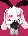 anthro bunny_costume clothed clothing costume fake_ears fake_rabbit_ears female fishnet_clothing fishnet_legwear heart_symbol legwear plushie solo creamsodage animate_inanimate lagomorph leporid living_plushie mammal rabbit hi_res