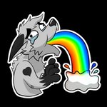 anthro bodily_fluids cloud ears_back heart_symbol male pivoted_ears rainbow solo tears technicolor_yawn telegram_sticker vomiting blakefox telegram coda_the_wolf canid canine canis mammal wolf filth 1:1 alpha_channel