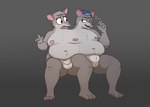 2_heads 3_legs anthro bulge conjoined duo male male/male multi_head overweight overweight_male slightly_chubby slightly_chubby_male smoking wide_dicephalous theyton mammal murid murine rat rodent hi_res