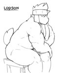 anthro barazoku floppy_ears lop_ears male muscular muscular_anthro muscular_male simple_background slightly_chubby slightly_chubby_male solo siegerabbit lopson domestic_rabbit lagomorph leporid lop_rabbit mammal oryctolagus rabbit black_and_white monochrome