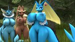 anthro areola big_breasts black_nose black_sclera blue_areola blue_body blue_eyes blue_nipples blue_skin blue_tail breast_grab breasts brown_areola brown_body brown_nipples brown_skin featureless_breasts female fur fusion genitals grass group group_nudity hand_on_breast hand_on_hip happy heart_symbol huge_breasts long_tail looking_at_another looking_at_breasts looking_at_own_breasts looking_at_self nipples nude nude_anthro nude_female one_eye_half-closed open_mouth outdoor_nudity outside pink_nose plant pokemon_fusion pokemorph pose pussy red_eyes standing tail thinking_pose tree trio yellow_body yellow_fur baek-myo warfaremachine_(modeler) nintendo pokemon pokemon_infinite_fusion fan_character vaporunny_(follygee) warfare_lopunny warfare_vaporunny eeveelution generation_1_pokemon generation_4_pokemon hybrid lopunny pokemon_(species) vaporeon 16:9 2023 3d_(artwork) digital_media_(artwork) hi_res source_filmmaker_(artwork) widescreen