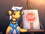 alternate_color anthro canvas clothing creating_art easel feral frown fur hair looking_at_viewer male painting scarf semi-anthro simple_background solo street_sign text white_body white_fur yellow_body yellow_fur 007delta nintendo pokemon pokemon_mystery_dungeon spike_chunsoft wanderlust fan_character miles_drexel ampharos generation_2_pokemon pokemon_(species) 2022 digital_media_(artwork) english_text hi_res reaction_image shaded