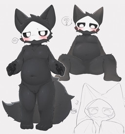 4_fingers 4_toes ambiguous_anthro ambiguous_gender anthro biped black_body black_fur black_pawpads black_sclera black_tail blush blush_lines cheek_tuft chest_tuft claws crossbar_emanata emanata facial_tuft featureless_crotch feet fingers fluffy fluffy_tail fur looking_at_viewer looking_down mask navel nude nude_ambiguous nude_anthro pawpads question_mark simple_background slightly_chubby slightly_chubby_ambiguous slightly_chubby_anthro solo speech_bubble spread_legs spreading tail toes tuft wearing_mask white_background white_eyes young young_ambiguous young_anthro sini_2525 changed_(video_game) puro_(changed) canid canine canis goo_creature mammal wolf 2025 absurd_res digital_drawing_(artwork) digital_media_(artwork) hi_res huge_filesize