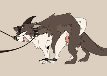 bdsm bondage bound butt collar duo facial_piercing female female_penetrated feral feral_on_feral feral_penetrated feral_penetrating feral_penetrating_feral from_behind_position genitals knot leash leash_pull leather male male/female male_penetrating male_penetrating_female mounting muzzle_(object) nose_leash nose_piercing nose_ring penetration penis piercing presenting presenting_hindquarters questionable_consent restraints ring_piercing sex tail vulva mightdivine mythology dragon mythological_creature mythological_scalie scalie
