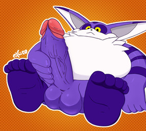 5_toes anthro balls big_penis black_eyes erection feet foot_focus front_view fur genitals huge_penis humanoid_feet male masturbation nude orange_background overweight overweight_anthro overweight_male pattern_background penile penile_masturbation penis plantigrade purple_balls purple_body purple_penis purple_skin reclining simple_background soles solo toes vein veiny_penis white_body white_fur yellow_sclera excito sega sonic_the_hedgehog_(series) big_the_cat domestic_cat felid feline felis mammal 2020 digital_media_(artwork) hi_res signature