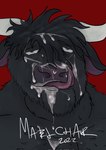 after_sex anthro black_body black_fur bodily_fluids close-up cum cum_on_face fur genital_fluids hair licking_cum maelchar male messy_hair muscular muscular_male solo tongue tongue_out european_mythology greek_mythology minotaur_hotel mythology storm_(minotaur_hotel) bovid bovine mammal minotaur