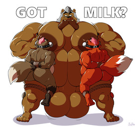 5_fingers 5_toes anthro anthro_on_anthro autofellatio balls barazoku barefoot bdsm belly big_balls big_muscles big_pecs big_penis bodily_fluids bondage bound bound_together breastfeeding brown_body brown_fur butt collaborative collaborative_breastfeeding dominant dominant_male erection feet fingers force_feeding forced fur gag gagged genitals group group_sex hair huge_balls huge_muscles huge_pecs huge_penis hyper hyper_balls hyper_genitalia hyper_muscles hyper_pecs hyper_penis larger_dom looking_at_viewer male male/male male_breastfeeding masturbation moobs muscular muscular_male nipple_fetish nipple_piercing nipple_play nipple_suck nipples nude open_mouth oral oral_masturbation oral_penetration overweight overweight_dom overweight_male overweight_sub pecs penetration penile penile_masturbation penis piercing pink_hair restraints rope rope_bondage sex simple_background size_difference squish stuffing submissive submissive_male sucking text toes weight_gain bobthetanuki got_milk? grayson_(ggponk) canid canine felid fox lion mammal pantherine procyonid raccoon red_fox true_fox alternate_version_at_source digital_media_(artwork) english_text hi_res meme