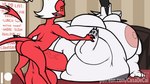 anthro balls big_balls big_penis breasts desk duo eating_during_sex feeding_tube female furniture genitals huge_balls huge_penis hyper hyper_balls hyper_genitalia hyper_penis male male/female medical_instrument morbidly_obese morbidly_obese_anthro morbidly_obese_female obese obese_anthro obese_female on_desk overweight overweight_anthro overweight_female penis scientific_instrument sex table calorie helluva_boss mythology loona_(helluva_boss) moxxie_(helluva_boss) canid canid_demon canine demon hellhound imp mammal mythological_canine mythological_creature animated
