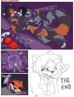 anthro anthro_on_anthro anthro_penetrated anthro_penetrating anthro_penetrating_anthro black_hair black_nose black_sclera bodily_fluids cervical_contact cum cum_in_uterus cum_in_vagina cum_inside cutaway duo erection eye_through_hair eyebrow_through_hair eyebrows female female_anthro female_penetrated fur genital_fluids genitals glans grey_body grey_fur hair heart_symbol impregnation internal internal_vaginal long_tongue male male/female male_anthro male_penetrating male_penetrating_female nude nude_anthro nude_female nude_male orange_body orange_fur ovum ovum_with_heart penetration penile penile_penetration penis penis_in_vagina purple_hair red_penis sex sperm_cell tail text tongue tongue_heart translucent translucent_hair unusual_bodily_fluids unusual_cum unusual_genital_fluids uterus vaginal vaginal_penetration white_body white_fur allartskye skye_(allartskye) ailurid canid canine canis mammal monster red_panda wolf comic english_text hi_res url