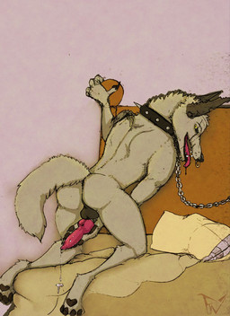 animal_genitalia animal_penis anthro backsack balls bodily_fluids bound butt canine_genitalia canine_penis chain chained cum cum_dripping_from_penis genital_fluids genitals knot looking_at_viewer looking_back male penis penis_backwards solo fellowwolf mythology canid canine mammal mythological_canine mythological_creature werecanid werecanine werecreature werewolf hi_res