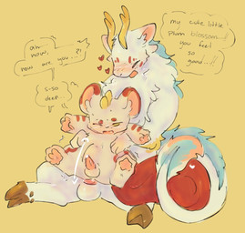 abdominal_bulge anal anal_penetration balls balls_deep blue_body blue_fur blush chest_tuft cloven_hooves deep_penetration dialogue duo erection eyes_closed fangs feral fluffy fluffy_tail fur fur_markings genitals heart_symbol hooves inner_ear_fluff male male/male markings multicolored_body multicolored_fur open_mouth pawpads paws penetration penis red_body red_fur round_ears shaking simple_background size_difference smaller_penetrated speech_bubble spread_legs spreading tail teeth text tremble_spikes trembling tuft two_tone_body two_tone_fur white_body white_fur pervertanimal asian_mythology chinese_mythology east_asian_mythology fabulous_beasts fenz_(studio) mythology bixie_(fabulous_beasts) sibuxiang_the_kirin_(fabulous_beasts) dragon kirin mythological_creature mythological_scalie pixiu scalie colored english_text