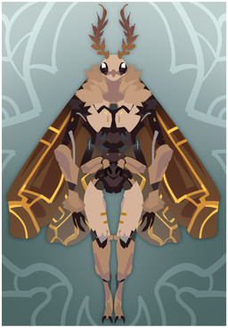 3_fingers 4_arms 4_wings abstract_background antennae_(anatomy) anthro biped black_body black_sclera border brown_body brown_fur claws digitigrade fingers front_view fur insect_wings kintsugi_(art) lepidopteran_wings machine multi_arm multi_limb multi_wing neck_tuft standing tuft white_border white_eyes wings toadally floof_(binaryfloof) arthropod hybrid insect lepidopteran moth robot 2026 full-length_portrait hi_res portrait
