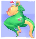 anthro big_breasts big_butt bimbo_lip blonde_hair breasts butt cellulite ear_piercing feet female hair huge_breasts huge_butt makeup nails nipple_piercing nipples nude piercing simple_background solo tail chump1_tnl alligator alligatorid crocodilian reptile scalie absurd_res hi_res