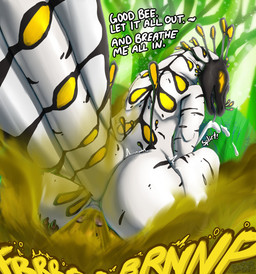 anal anal_penetration antennae_(anatomy) anthro anus bioluminescence bodily_fluids butt_sniffing claws cum dominant dominant_female duo facesitting fart farting_on_face female feral forest genital_fluids glowing jungle larger_female male male/female musk nose_in_anus onomatopoeia orgasm_from_sniffing penetration plant sharp_teeth sitting sitting_on_another size_difference smaller_male smelly smelly_butt sniffing sound_effects stink_fumes tail teeth text toe_claws tree tropical soomir hectar_(soomir) stingz_(notlissceous) alien amphibian arthropod bee hymenopteran insect scalie absurd_res hi_res