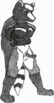 asphyxiation bdsm bondage bound breath_play butt hood hooded latex male restraints sensory_deprivation snuff solo straitjacket ebonyrubberwolf mammal procyonid raccoon 2007 graphite_(artwork) monochrome traditional_media_(artwork)