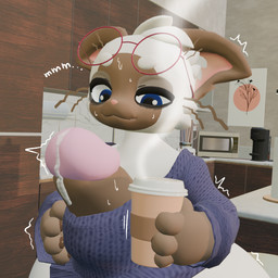 anthro appliance big_penis blender_(machine) bodily_fluids clothing clothing_bulge coffee_cup coffee_machine container cup dialogue dish dripping eye_bags eyewear eyewear_on_head genital_fluids genitals glasses glasses_on_head gynomorph huge_penis hyper hyper_genitalia hyper_penis intersex kitchen kitchen_appliance looking_down male microwave_oven morning penis penis_in_clothing precum precum_drip purple_clothing purple_sweater purple_topwear red_eyewear red_glasses shake_lines solo standing steaming sweat sweatdrop sweater text tired tired_eyes topwear eejacee jay_(eejacee) domestic_cat felid feline felis mammal siamese_cat 1:1 3d_(artwork) blender_(artwork) blender_eevee_(artwork) digital_media_(artwork)