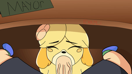 anthro blush blush_stickers disembodied_hand duo fellatio female female_penetrated first_person_view fur genitals hand_on_head human_on_anthro interspecies male male/female male_penetrating male_penetrating_female oral oral_penetration penetration penile penis sex stealth_sex text under_table lewnoli animal_crossing nintendo isabelle_(animal_crossing) canid canine canis domestic_dog human mammal shih_tzu toy_dog 16:9 2019 2d_animation animated digital_media_(artwork) hi_res loop motion_tweening widescreen