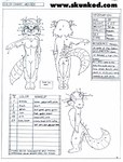 3_toes anthro barefoot biped breasts claws desiree_lee english_text feet female james_m_hardiman lagomorph mammal melody_(btt) model_sheet multiple_poses pose procyonid raccoon solo text toes traditional_media_(artwork) url