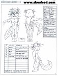 3_toes anthro barefoot biped breasts claws feet female multiple_poses pose solo text toes desiree_lee james_m_hardiman melody_(btt) lagomorph mammal procyonid raccoon english_text model_sheet traditional_media_(artwork) url