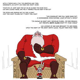 anthro armwear beard black_eyes blue_eyes boots brown_boots brown_clothing brown_footwear brown_gloves brown_handwear christmas_clothing clothed clothed_anthro clothed_female clothed_humanoid clothed_male clothing coat dialogue duo elbow_gloves facial_hair female footwear fully_clothed fully_clothed_anthro fully_clothed_female fully_clothed_humanoid fully_clothed_male gloves handwear holidays larger_humanoid larger_male macro male narration outfit_change red_clothing red_coat red_gloves red_handwear red_topwear rosy_cheeks santa_clothing shoes size_difference smaller_anthro smaller_female storybook text topwear white_beard white_facial_hair diegutan christmas santa_claus uva_the_raccoon humanoid mammal procyonid raccoon 1:1 2025 absurd_res aliasing binary_drawing digital_drawing_(artwork) digital_media_(artwork) english_text hi_res
