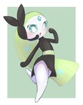 anthro biped black_body blush blush_lines bodily_fluids female green_body green_sclera highlights_(coloring) looking_at_viewer multicolored_body open_mouth pupils simple_background solo sweat sweatdrop white_body white_pupils yirus9 nintendo pokemon generation_5_pokemon legendary_pokemon meloetta pokemon_(species) 2025 absurd_res colored digital_drawing_(artwork) digital_media_(artwork) hi_res