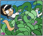 anthro black_hair border clothed clothing female fur green_eyes hair penis_tentacles sharp_teeth tail teeth tentacles tongue torn_clothing white_border fourball nickelodeon t.u.f.f._puppy kitty_katswell domestic_cat felid feline felis mammal 2023 digital_media_(artwork) hi_res