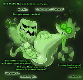 4_fingers after_transformation anthro balls big_penis black_sclera bodily_fluids bubble corruption cum cumshot dialogue drooling duo ejaculation erection fingers fur genital_fluids genitals green_background handjob hypnosis male male/male markings mind_control nude orgasm penile penis ringed_eyes saliva sex sharp_teeth simple_background striped_markings striped_tail stripes tail tail_markings teeth text tongue tongue_out toony koalarobot_(artist) cartoon_network inktober regular_show rigby_(regular_show) ghost mammal procyonid raccoon spirit 2020 digital_drawing_(artwork) digital_media_(artwork) english_text hi_res story story_in_description