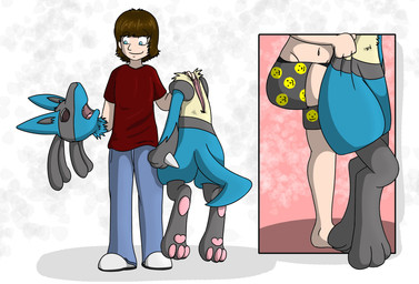 anthro black_paws blue_body blue_eyes blue_fur boxers_(clothing) brown_hair closed_smile clothed clothing consensual_transformation costume fur fursuit hair happy holding_clothing holding_costume holding_object human_to_anthro imminent_transformation male mask mouth_closed multicolored_body multicolored_fur simple_background smile smiley_face solo species_transformation spikes standing suit_transformation tail transformation underwear fox0808 nintendo pokemon pyroassassin generation_4_pokemon human lucario mammal pokemon_(species) 2012 colored digital_drawing_(artwork) digital_media_(artwork) sequence