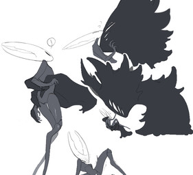 2_horns 8_eyes ambiguous/ambiguous ambiguous_gender anthro black_body bodily_fluids carrying_another clawed_hands claws crossgender duo exclamation_point extreme_size_difference female gentle_giant holding_another hollow_eyes horn lifting_another long_legs multi_eye nuzzling simple_background sitting size_difference speech_bubble sweat sweatdrop white_background white_eyes white_face milktea25424633 hollow_knight_(franchise) team_cherry hollow_knight_(character) pure_vessel_(hollow_knight) shade_lord_(hollow_knight) void_(hollow_knight) shadow_creature 2025 chinese_description digital_drawing_(artwork) digital_media_(artwork)