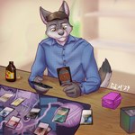 1:1 anthro beverage candid canid canine canis card card_game gaming gemerency hasbro magic:_the_gathering male mammal solo wizards_of_the_coast wolf