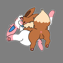 >_< ambiguous_gender anus balls blush duo eyes_closed feral from_front_position fucked_silly genitals lying male on_back open_mouth penetration simple_background tail taikupy_cat nintendo pokemon eevee eeveelution generation_1_pokemon generation_6_pokemon pokemon_(species) sylveon 1:1 hi_res