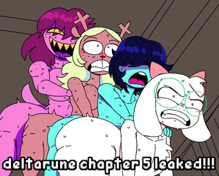 anthro antlers big_breasts big_butt blonde_hair blue_body blue_hair blush blush_lines breasts brown_body butt cartoon_freckles clenched_teeth crossgender exclamation_point eyewear freckled_breasts freckled_face freckled_shoulders freckles ftg_crossgender fti_crossgender glasses group gynomorph gynomorph/gynomorph gynomorph/male gynomorph_penetrated gynomorph_penetrating gynomorph_penetrating_gynomorph gynomorph_penetrating_intersex gynomorph_penetrating_male hair horn huge_hips huge_thighs intersex intersex/intersex intersex/male intersex_penetrated intersex_penetrating intersex_penetrating_gynomorph intersex_penetrating_intersex intersex_penetrating_male male male/male male_penetrated male_penetrating male_penetrating_male nude open_mouth penetration purple_body purple_hair sex sharp_teeth teeth text thick_thighs white_body wide_hips furu_flami deltarune undertale_(series) kris_dreemurr noelle_holiday ralsei susie_(deltarune) bovid caprine darkner deer dinosaur goat mammal new_world_deer prehistoric_species reindeer reptile scalie english_text hi_res