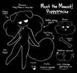 ambiguous_gender anthro big_tail blush bone breasts female fluffy fluffy_hair fluffy_tail folded_ears hair long_tail mute open_mouth smug smug_face solo tail text puppysnackz puppysnackz_(character) canid canine canis domestic_dog mammal english_text hi_res model_sheet monochrome