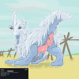 animal_genitalia animal_vulva anus bodily_fluids bovine_genitalia bovine_vulva butt claws female feral fur genitals hair horn lactating looking_at_viewer milk nipples pose presenting presenting_hindquarters presenting_vulva raised_tail smile solo tail tail_anus teats vulva white_body ncimpuu rimworld aufei mammal thrumbo 1:1 hi_res