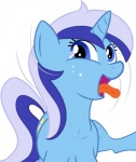 blue_body blue_eyes cutie_mark derp_eyes equid equine female feral flakes friendship_is_magic hair hasbro horn mammal minuette_(mlp) multicolored_hair my_little_pony mythological_creature mythological_equine mythology simple_background solo tail tongue toothpaste unicorn white_background