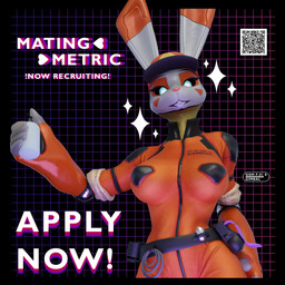 advertisement belt clothed clothing condom female glowing glowing_eyes hand_on_hip looking_at_viewer lube_bottle machine qr_code sexual_barrier_device solo text tongue tongue_out uniform utility_belt m3d_(artist) warfaremachine_(modeler) gimbal_(warfaremachine) lagomorph leporid mammal rabbit 1:1 3d_(artwork) digital_media_(artwork) english_text